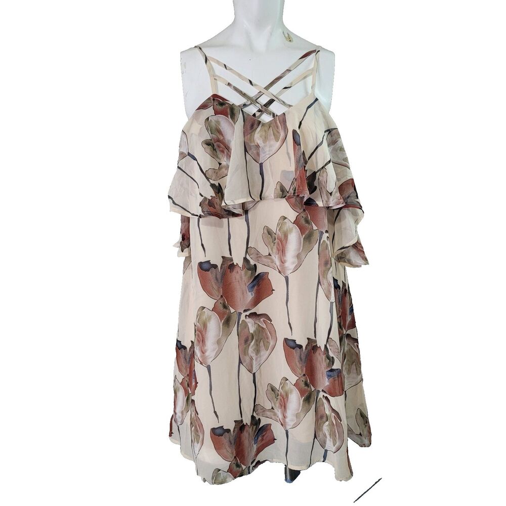 Entro Anthropologie Small blouse tunic dress tiered criss cross open lining